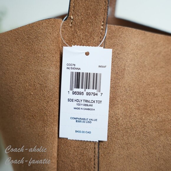 NWT Coach Hadley Turnlock Tote Bag CCC76 Suede Leather /sienna - Picture 7 of 11